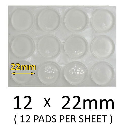 22mm ROUND CLEAR BUMPERS ( 12 PADS PER SHEET )