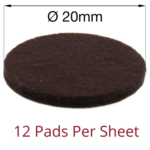 20mm ROUND Self Adhesive Felt Pads Table & Chair Legs Floor Protectors
