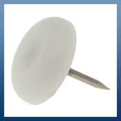 ROUND NAIL IN WHITE PLASTIC FURNITURE GLIDES