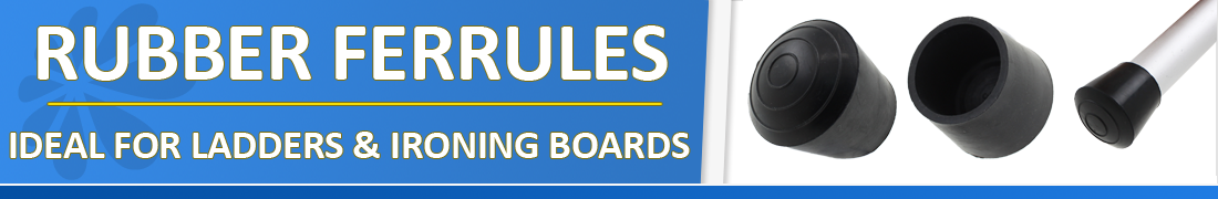 Black Multi Purpose Rubber Ferrules For The Bottoms For Ladders, Ironing Boards, Table & Chair Legs & All Other Tubular Feet