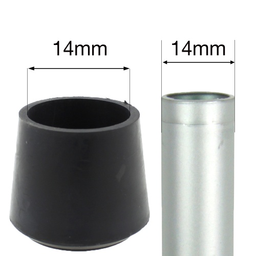 14mm Black Rubber Ferrules For Desks Tables Chair Legs