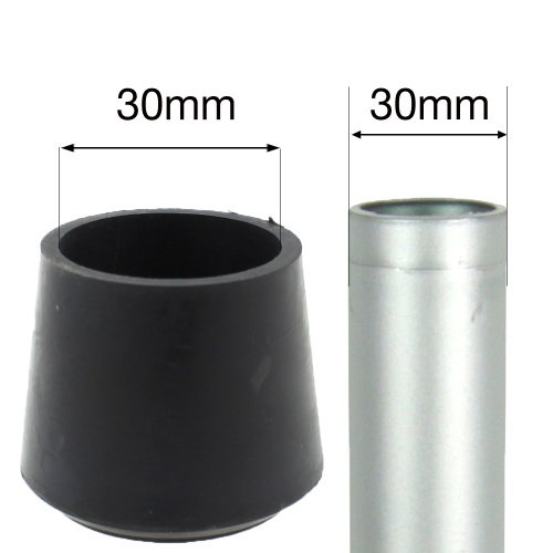 30mm Black Rubber Ferrules For Desks Tables Chair Legs