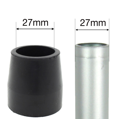 27mm (1 1/16") Black Rubber Ferrules For Most Folding Walking Frames