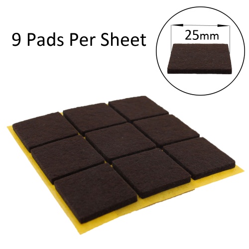 25mm Square Self Adhesive Felt Pads Ideal For Furniture & Also For Table & Chair Legs