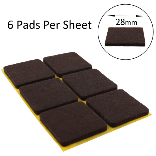 28mm Square Self Adhesive Felt Pads Ideal For Furniture & Also For Table & Chair Legs