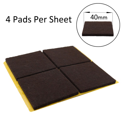 40mm Square Self Adhesive Felt Pads Ideal For Furniture & Also For Table & Chair Legs