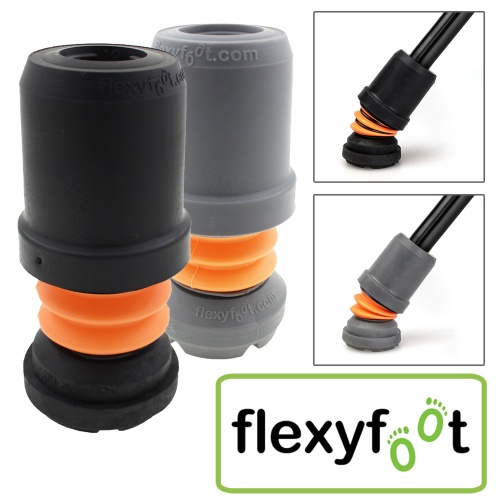25mm Grey | PACK OF 2 | Flexyfoot Shock Absorbing Ferrules - For Walking Sticks & Crutches