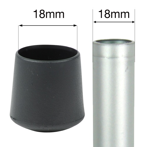 18mm Black Ferrules For Bottoms Of Tables & Chairs & Other Tubular Legs