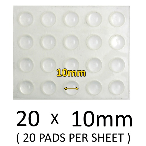 10mm ROUND CLEAR BUMPERS ( 20 PADS PER SHEET )