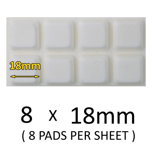 18mm SQUARE WHITE BUMPERS ( 8 PADS PER SHEET )