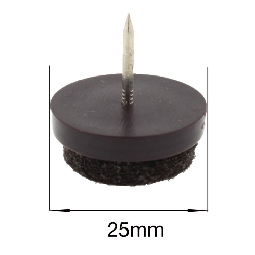 25mm Felt Backed Nail On Table Chair Leg Pads Floor Protectors